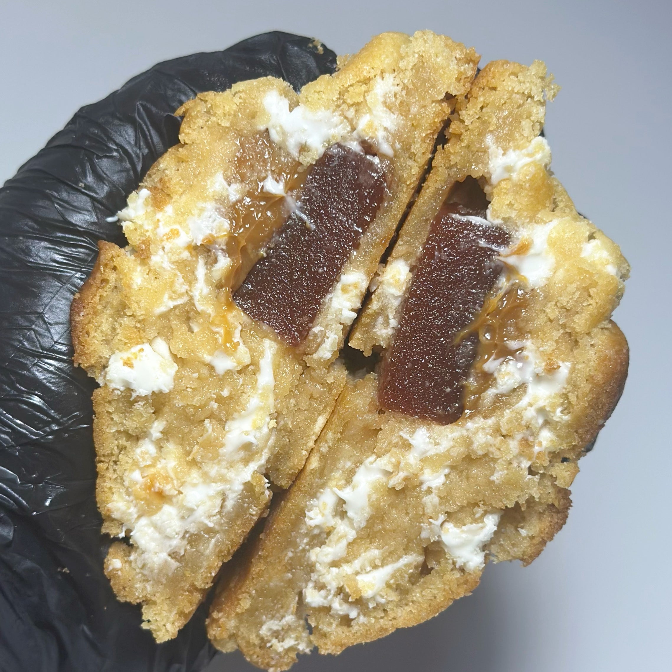Guava Cheesecake Stuffed New York Style Cookie